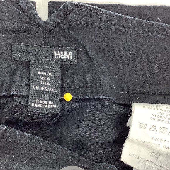 H&M Capri  Sailor Style Pants Women's * Size 6 Black Inseam 20 Cotton Spandex - Picture 3 of 4
